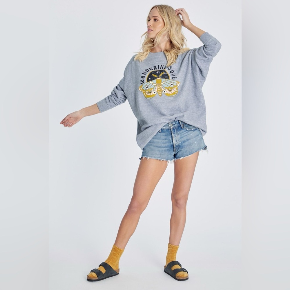 Wildfox Wandering Soul Roadtrip Sweatshirt Heather Grey🖤